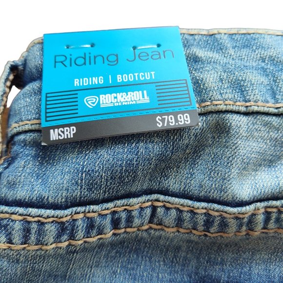 ROCK & ROLL Womens Riding Jeans Bootcut Distressed Medium Wash Denim W27 NWT - Picture 13 of 13